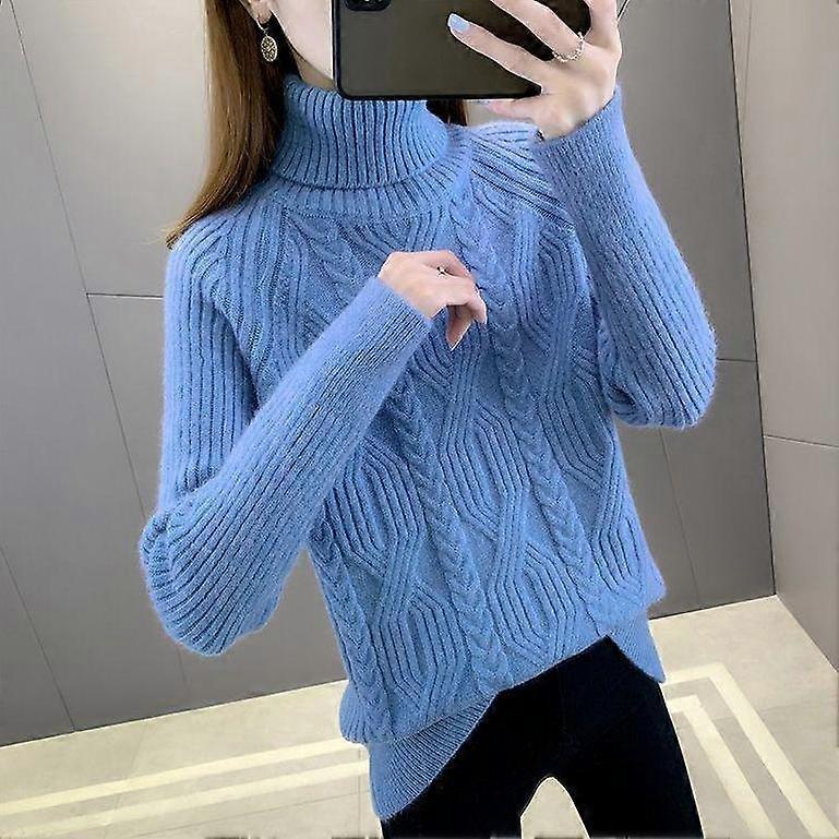 Women Turtleneck Solid Warm Sweaters Long Sleeve Knit Basic Pullover Slim Office Fall Winter Jumper Soft Pull Female
