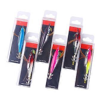 6Pcs Luminous Squid Jigs Hameçon Crevettes Leurres Appâts Appâts Crevettes Artificiels
