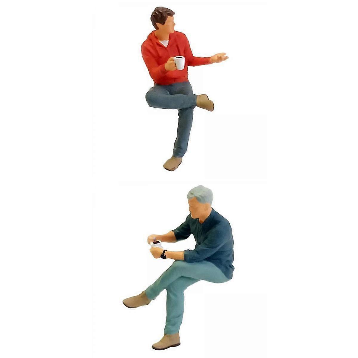 2pcs RM 1/64 Scale Painted Figures Coffee Shop Man Scene Train Landscape