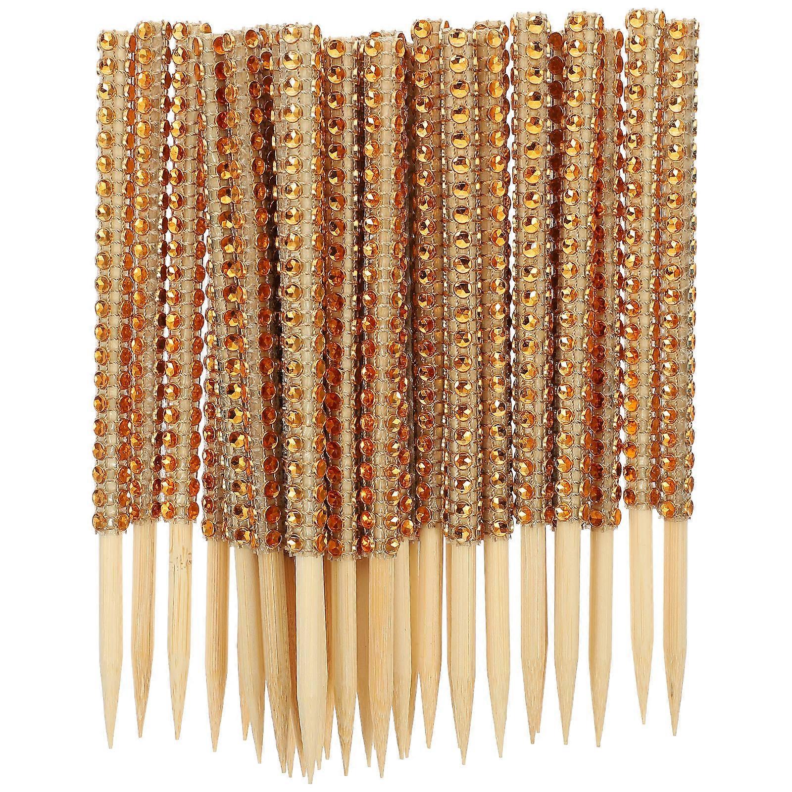 30Pcs Chocolate Sticks Bamboo Food Holder For Candy And Fruit In Smooth Round Shape For Parties