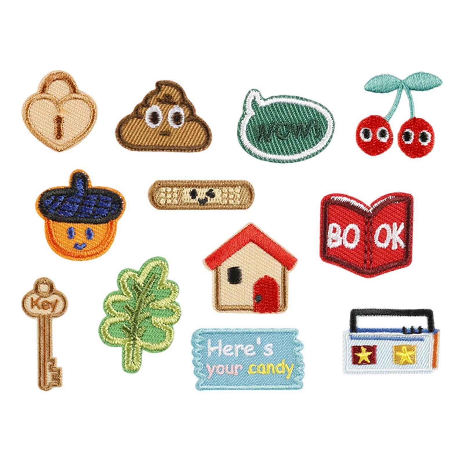 12 Pcs Radio Embroidered Patches Book Sewing Patches Key Iron On Patches Applique Patches Sew On Patches for Clothe