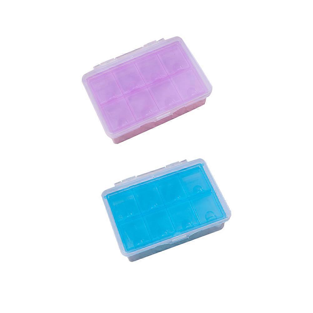 Portable Daily Pill Case Plastic Home Use 14x10.5x4.5cm Sealed Storage 2Pack