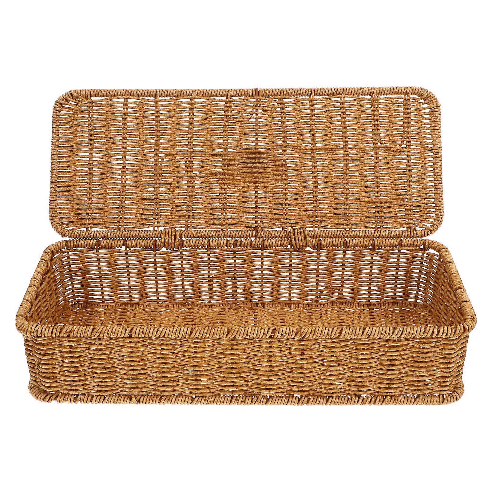 Cute Storage Box Handwoven Rattan Display Boxes For Home Users Indoor Use MultiPurpose 37.50X14.50X8.50CM 1Pcs