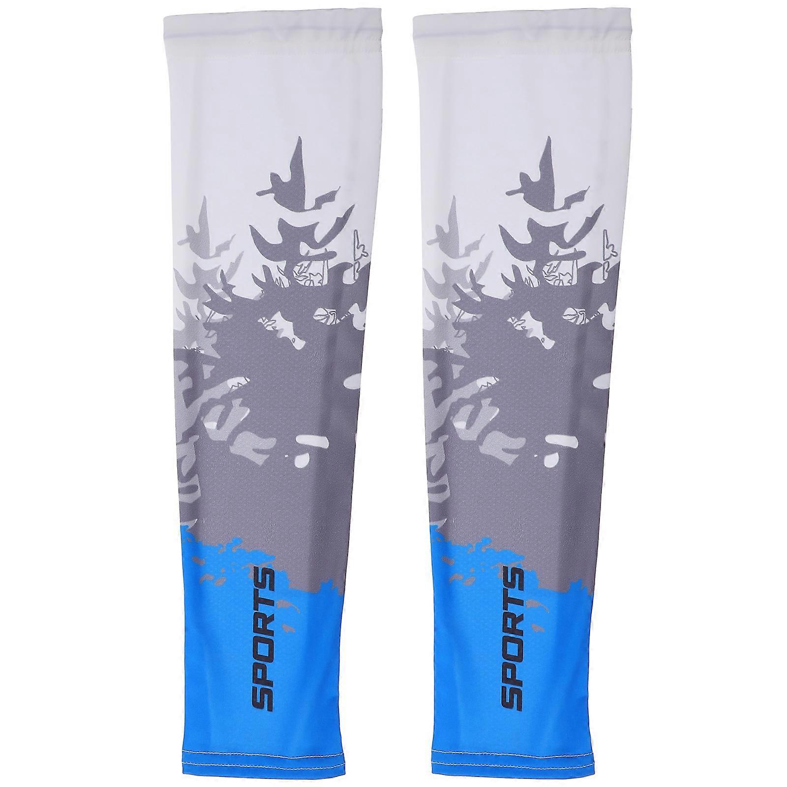 Gaming Cooling Arm Sleeves Uv Sun Protection Simple Design Cylindrical Blue 1 Pair