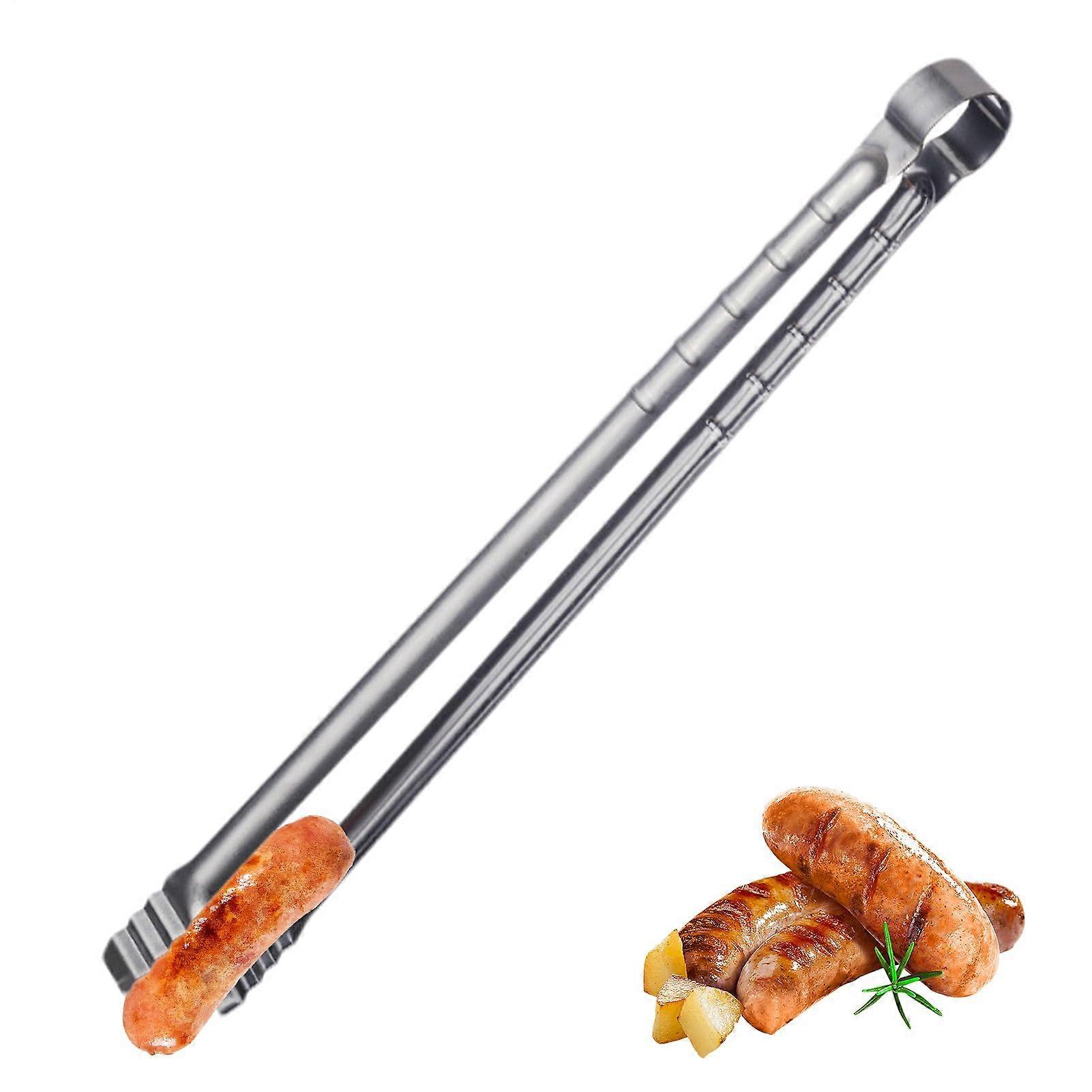 Stainless Steel Cooking Tongs, Extended Grill Tongs for Meat, Sausages, Fish, and Vegetables, Ergonomic Kitchen Tool