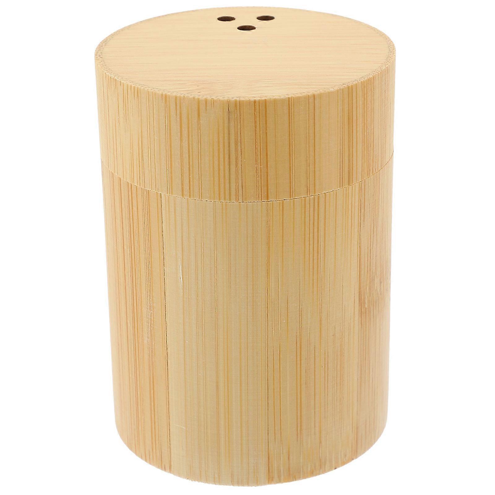 Bamboo Toothpick Dispenser, Portable Reusable Holder for Home and Office, Space Saving Round Design, Easy to Clean Smooth Surface