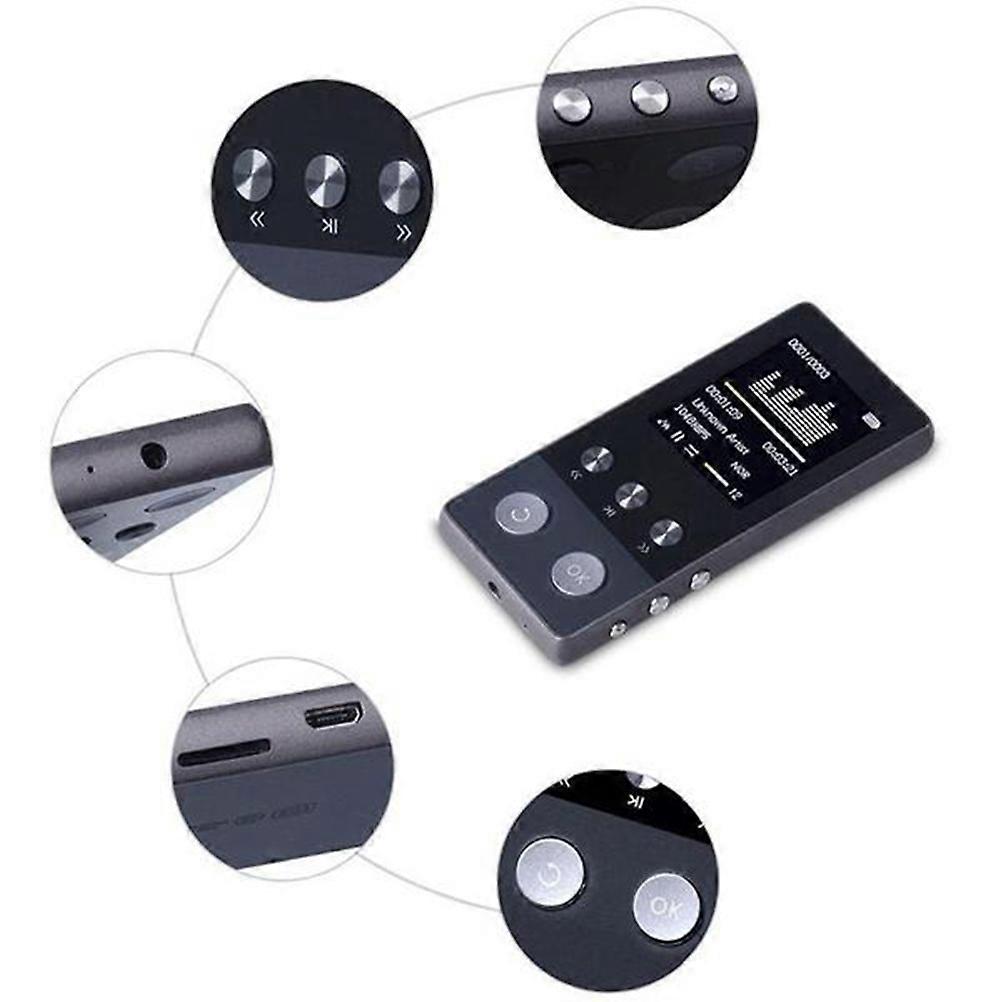 Mini Audio Player HiFi MP3 MP4 Music Player General Users Pedometer 9x4x0.8cm Black 1Set