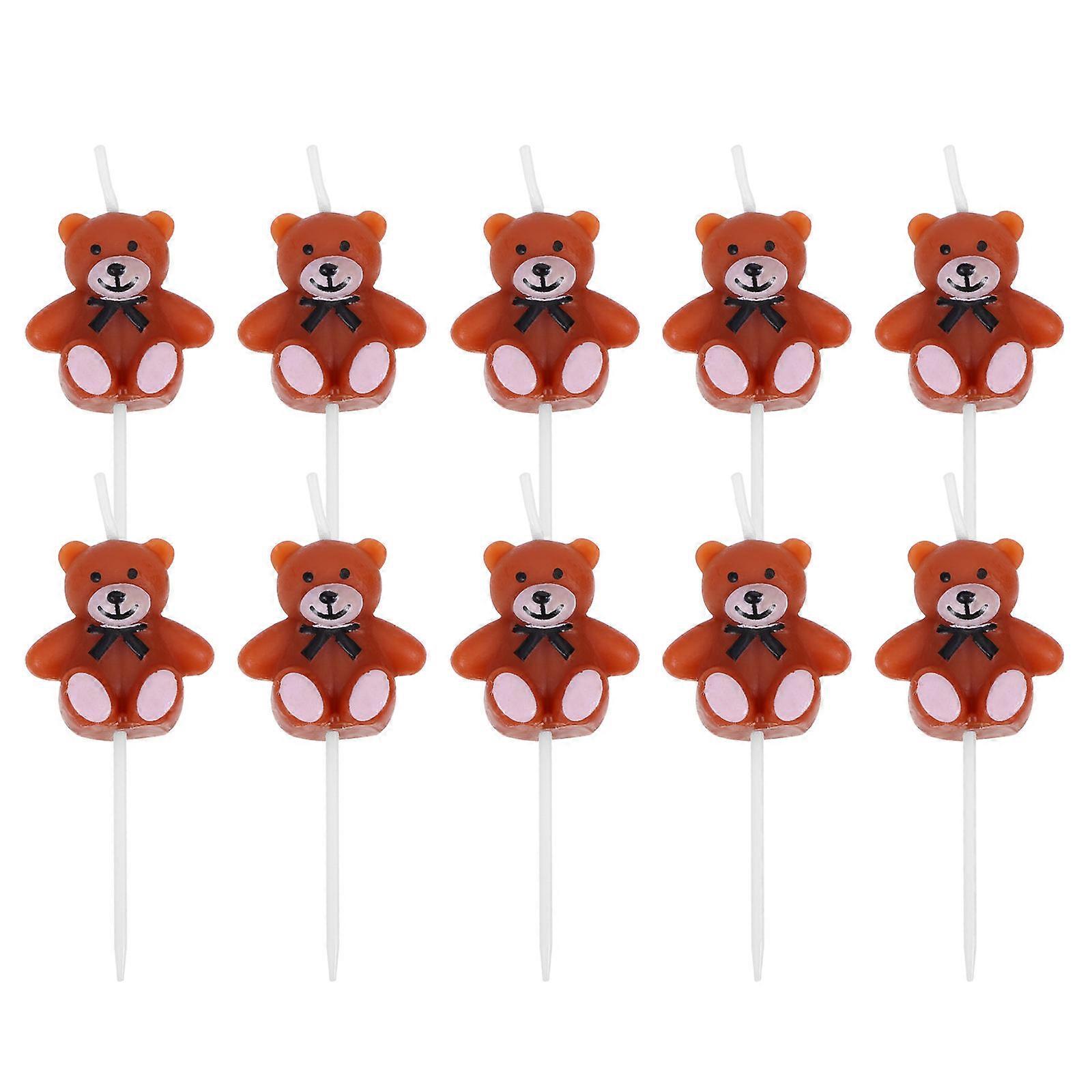 Cake Candles Birthday Celebration Elegant Bear Shape Paraffin 10Pcs Set