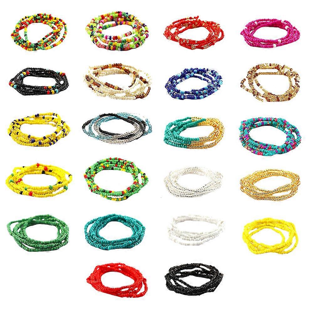 22Pcs Beads Waist Chain for Women Creative Multi-layer Body Chain Decor Assorted Color Synthetic