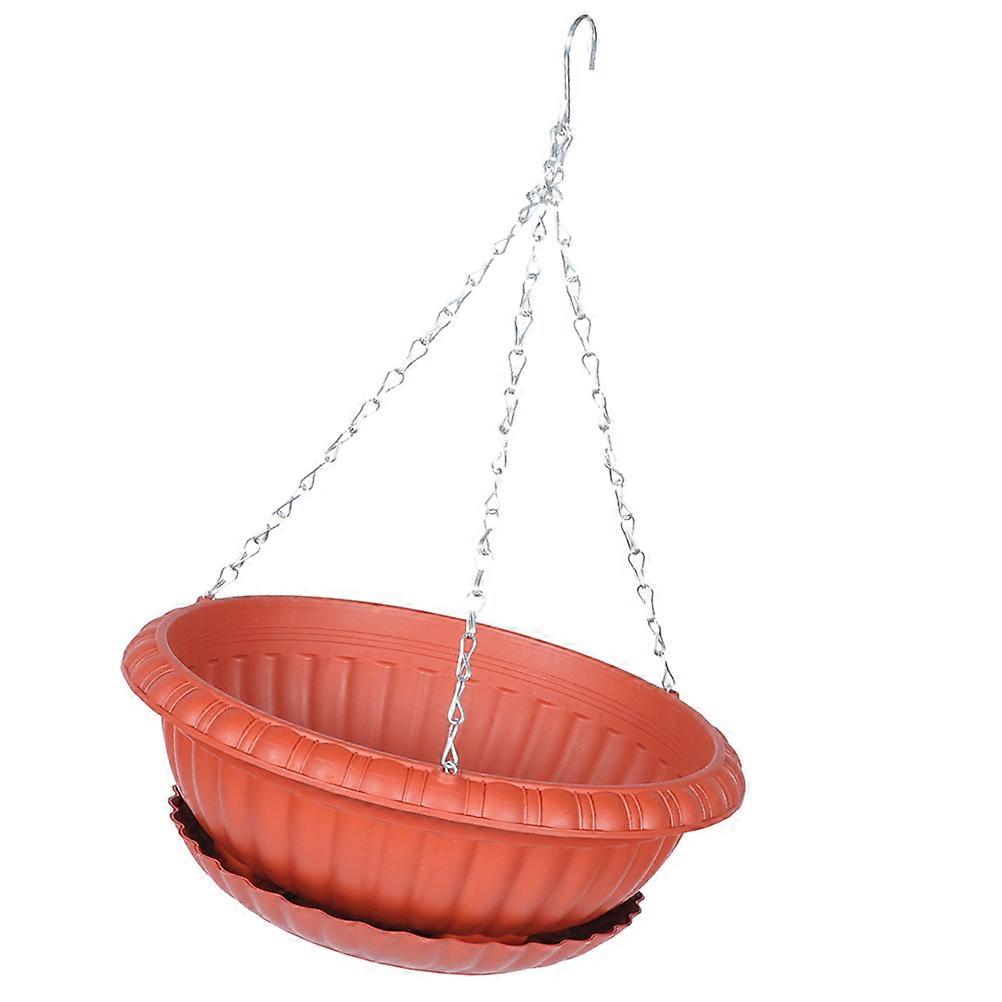 Iron Hanging Flower Pots Plant Balcony Dark Red 29x29x45cm Durable Materials 1 Set