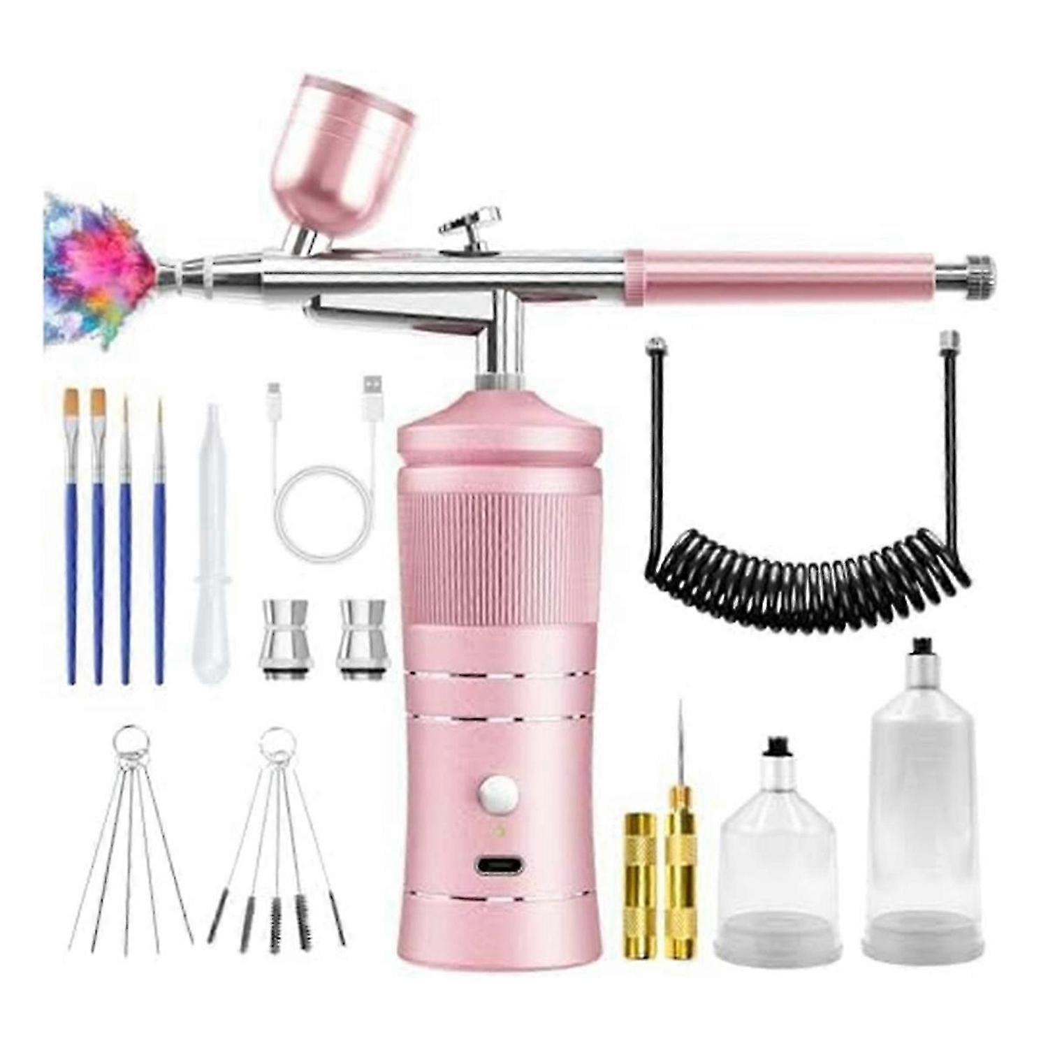 Airbrush Kit with Compressor, 48PSI High Pressure Air Brush Kit with 0.3/0.5mm Nozzle and Cleaning B