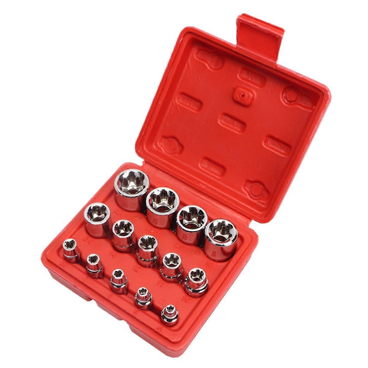 Hexagonal ESocket with storage box, Set with robust sockets for workshop parts for mechanics and enthusiasts