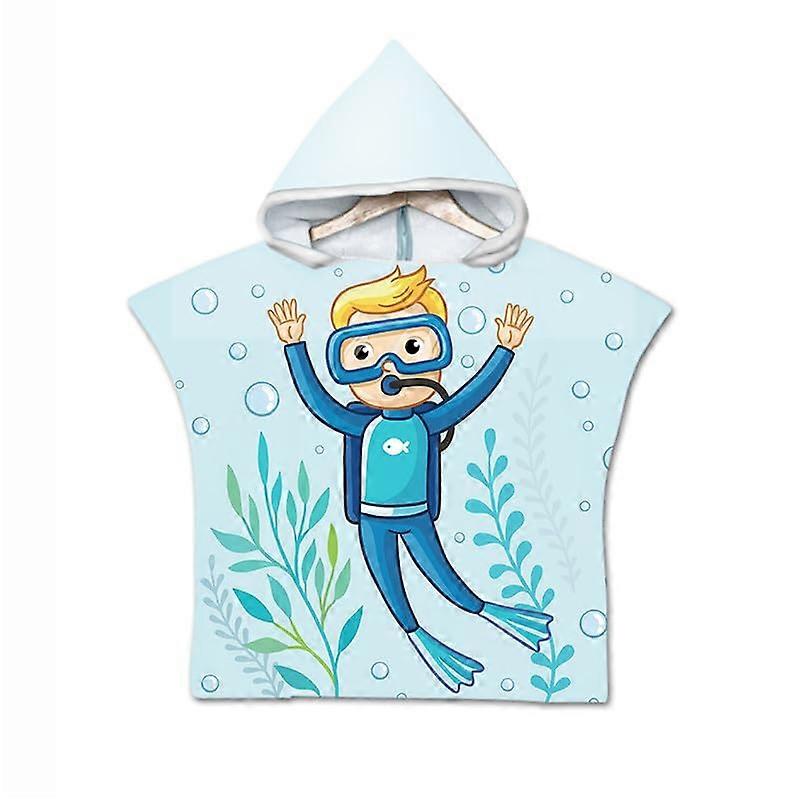 Universal Surf Poncho Towel, Quick-Dry Cartoon Goldfish Design, Soft Absorbent Material, 60x60cm