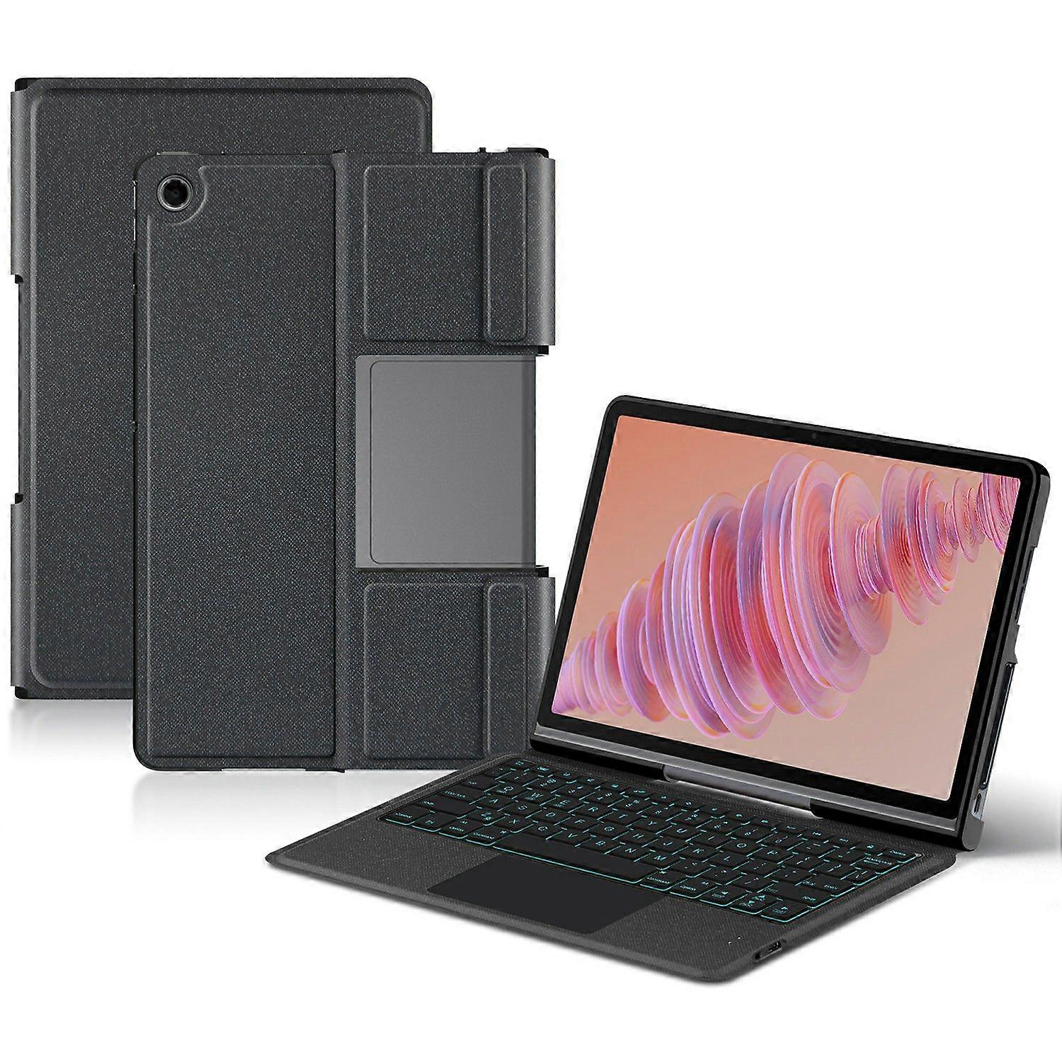 For Lenovo Tab Plus Leather Case Bluetooth-compatible Keyboard with Backlight Trackpad