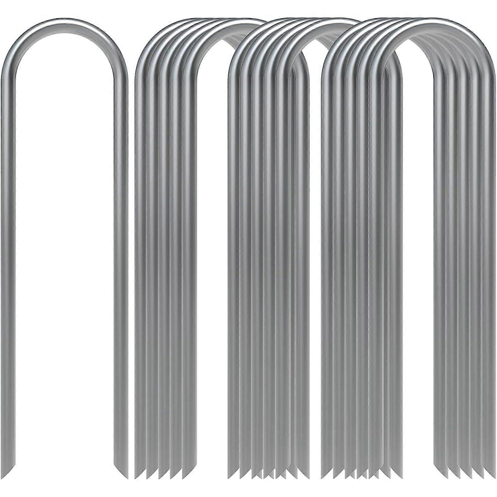 16 Pieces Garden Hose Stakes 6' Galvanized U P (Silver)