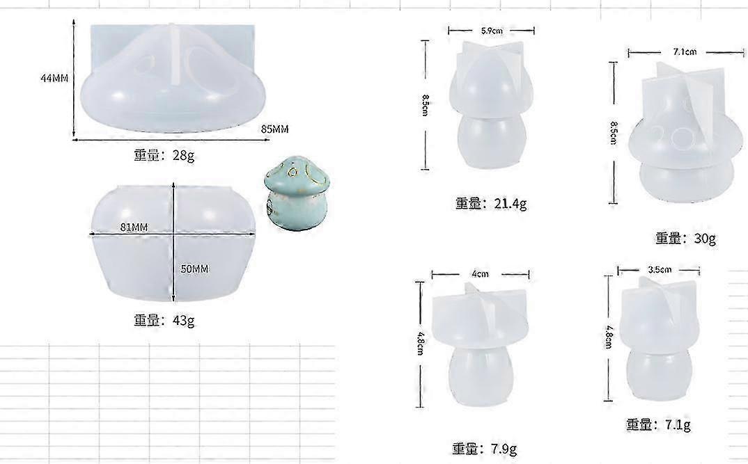 5pcs DIY Silicone Molds Mushroom Jar Molds Epoxy Silicone Casting Molds Small Jar Molds
