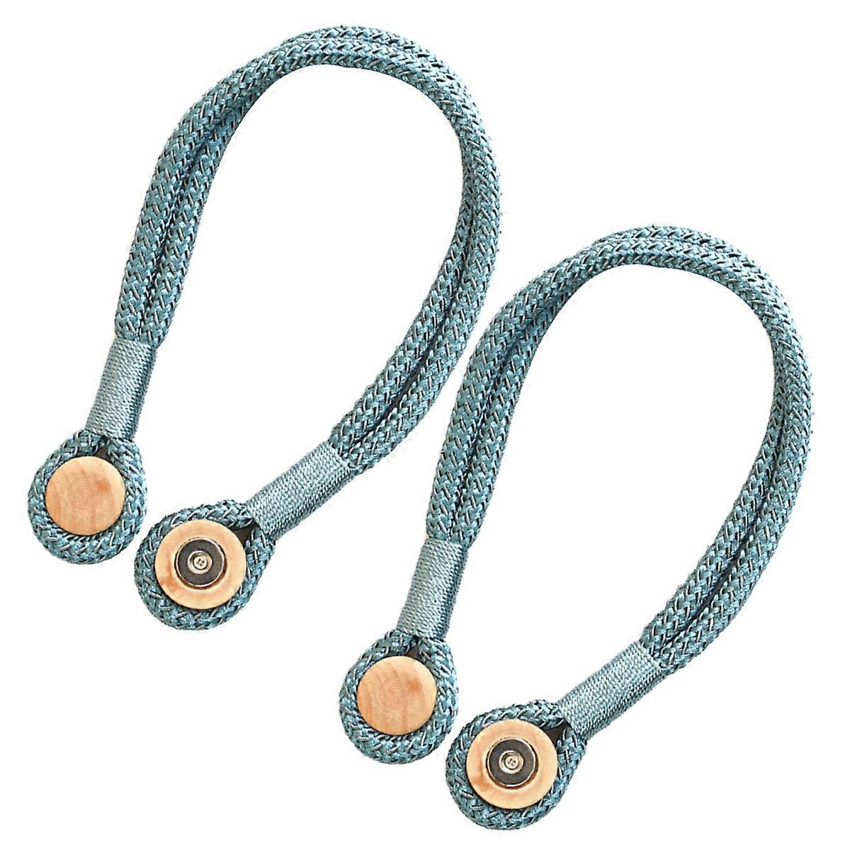 Magnetic Decorative Curtain Tiebacks for Windows – 2pcs Adorable Design Holdbacks for Living Room & Bedroom, Easy to Use & Remove, Grey Blue