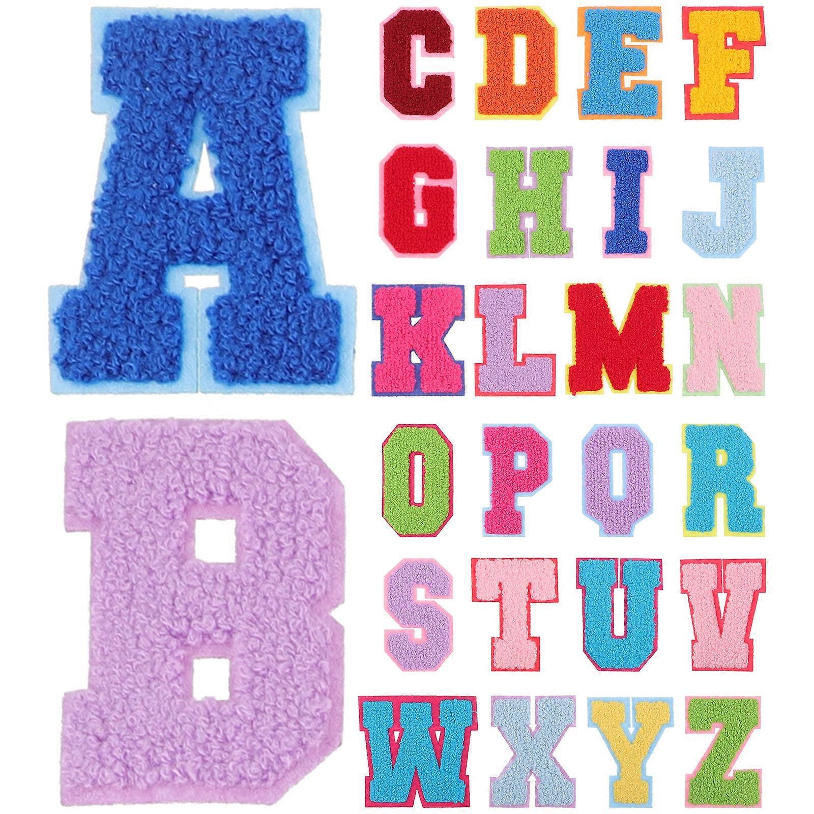 Embroidery Patch Letter Iron on Patches Craft Projects Assorted Color 7x5.5cm Sewing 26Pcs
