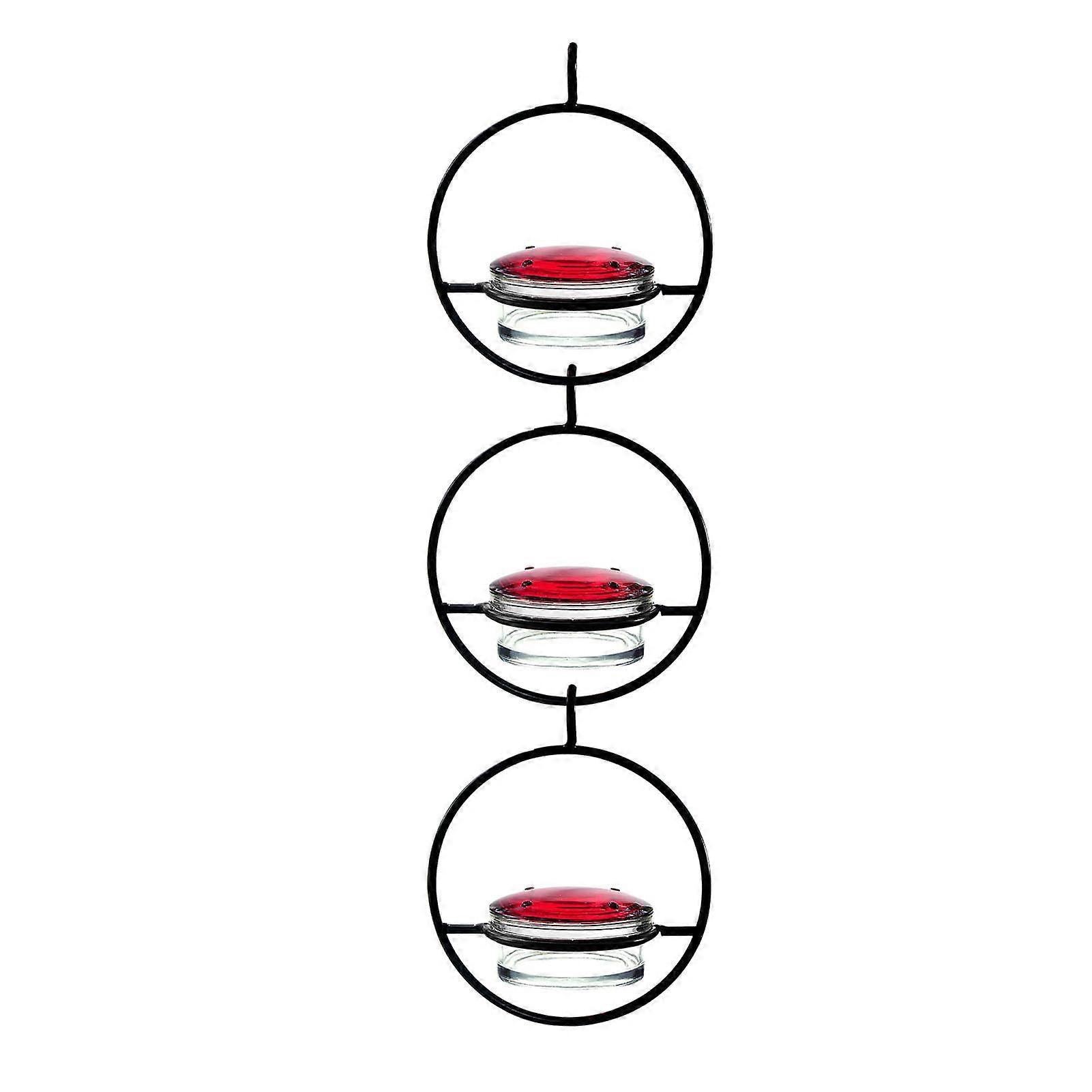Hanging Hummingbird Feeder Set of 3, Circular Outdoor Feeder, Durable Plastic, Colorful Garden Decor