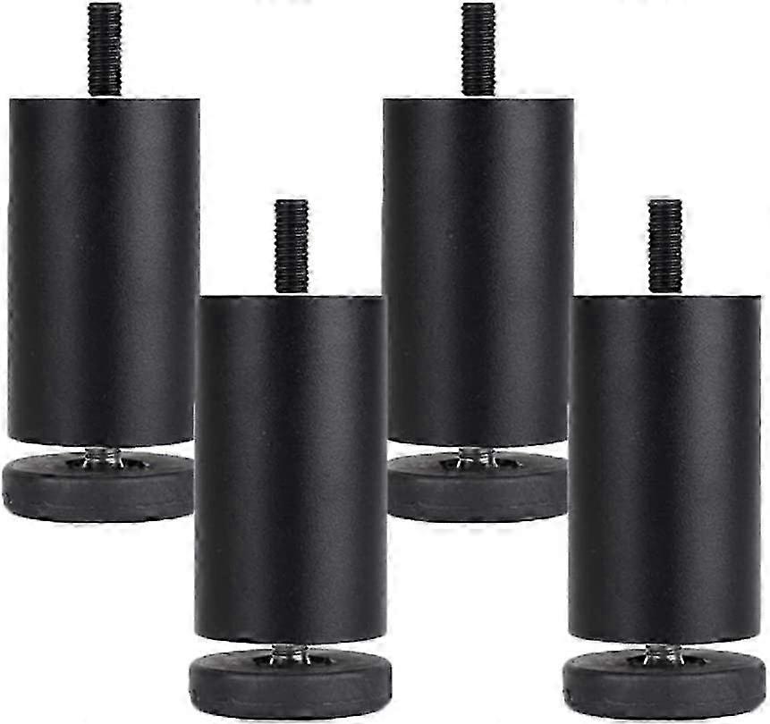 4 Adjustable Round Metal Furniture Legs for Table Sofa Bed, Black (10cm)