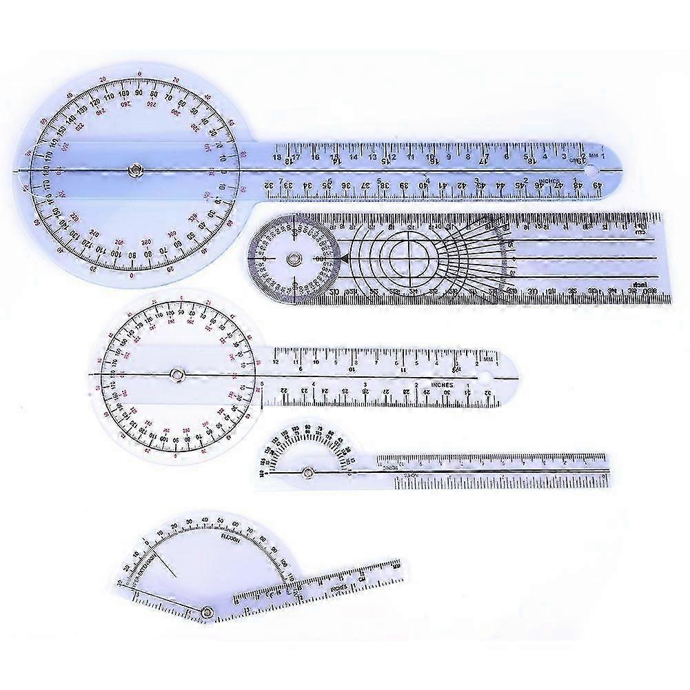 5Pcs 6/8/10inch 360 Degree Protractor Angle Medical Ruler Spinal Goniometer(Set 2)