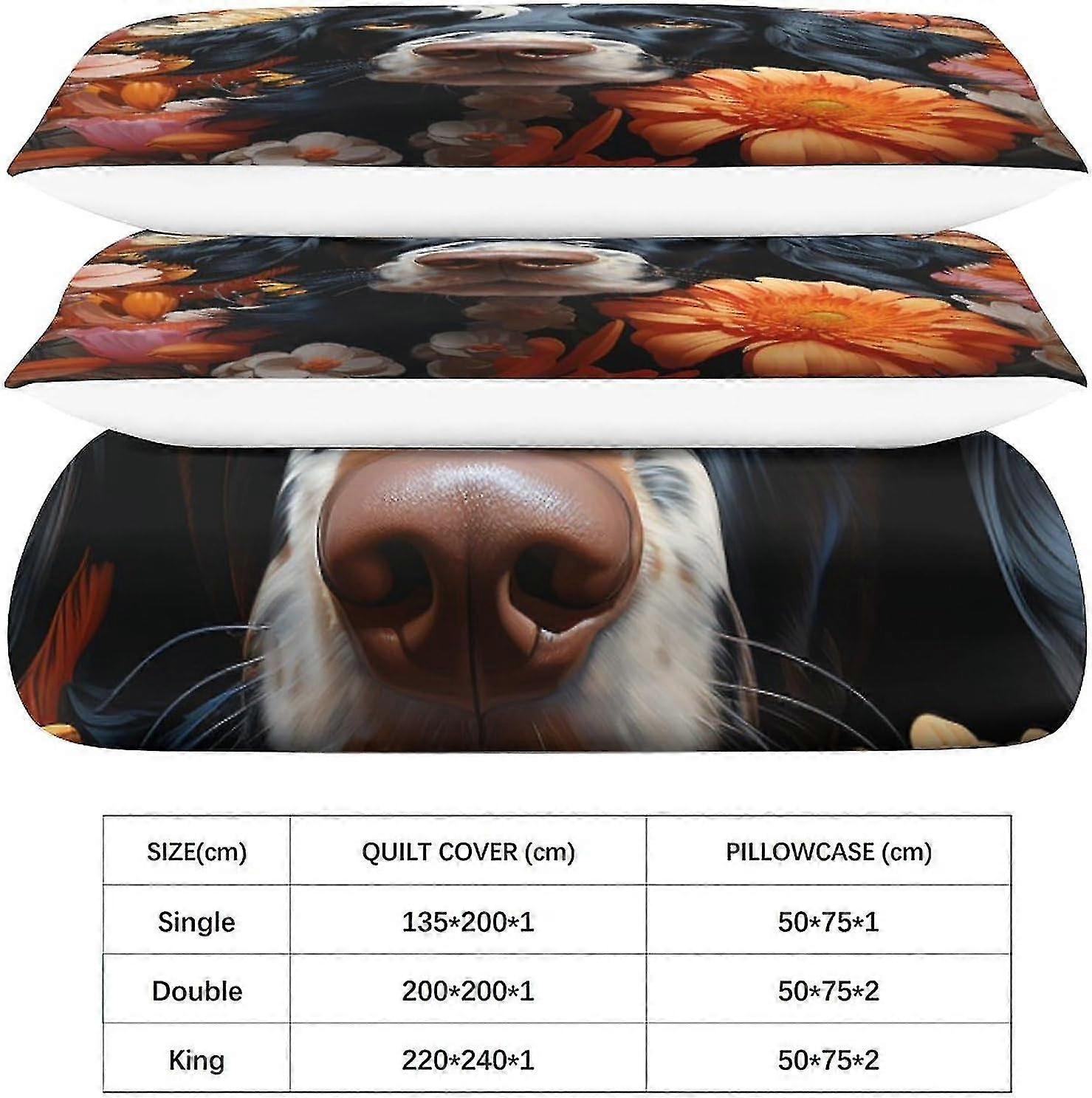 Border Collie Themed Bedding Set, 3D Dog Quilt Duvet Cover Set