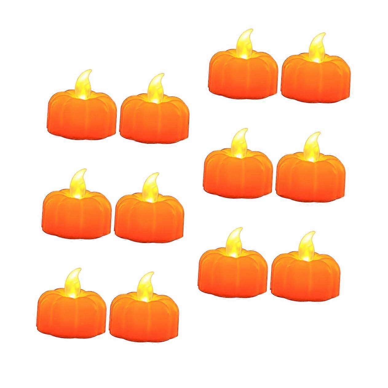 Halloween Pumpkin Lantern Tea Lights with Battery Pack of 12