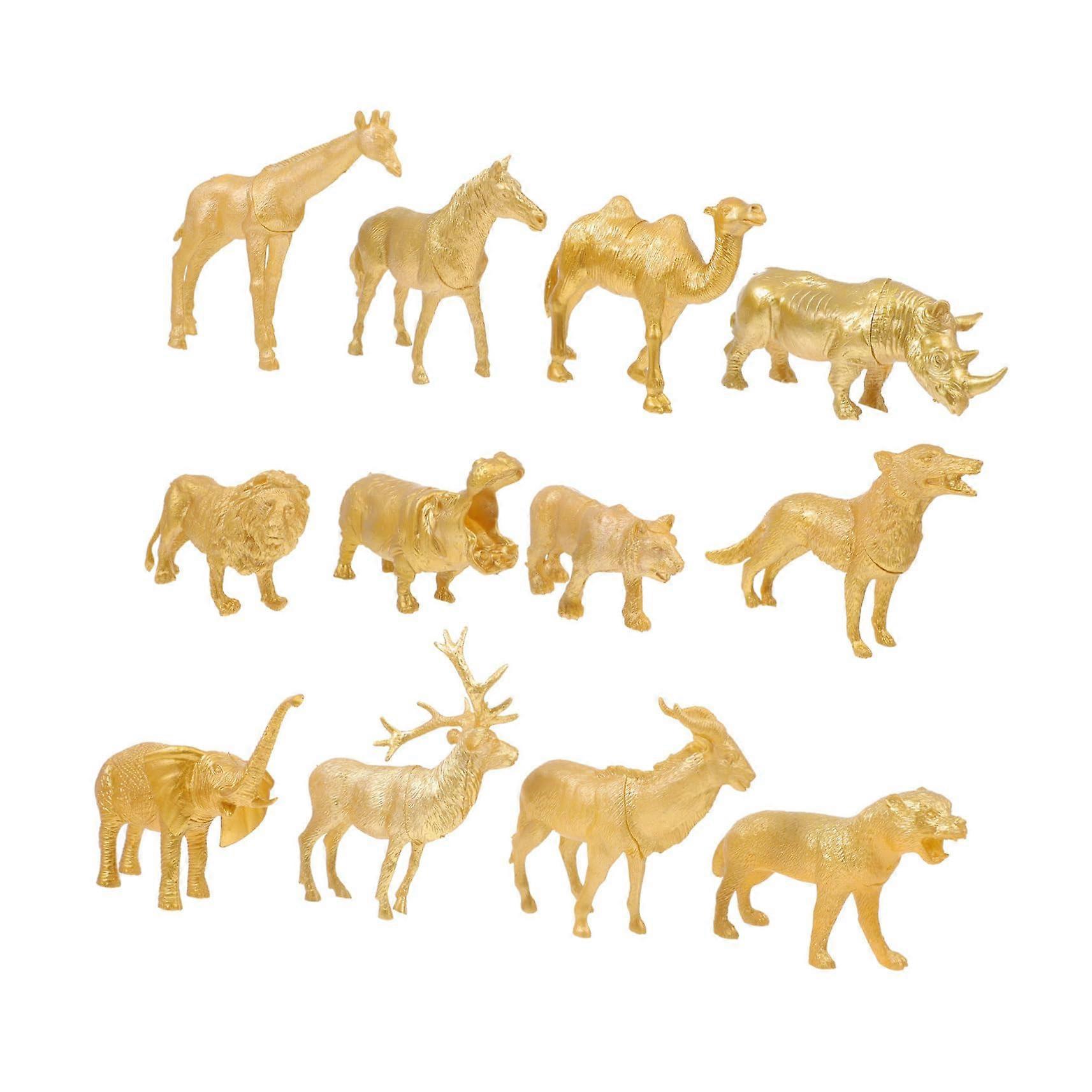 1Satz Goldene Waldtiere Simulierte Tierfiguren Für Erwachsene - Hochwertige Desktop Dekoration Für Kreative Rollenspiele