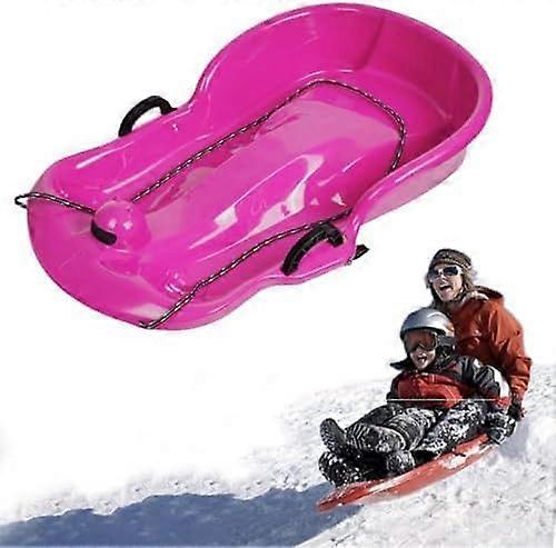 AURA Snow Sleds ,Children's Sledge, Thickened Double Sledge, Sledge with Backrest, Sledge with Brake Pull Rope,Pink