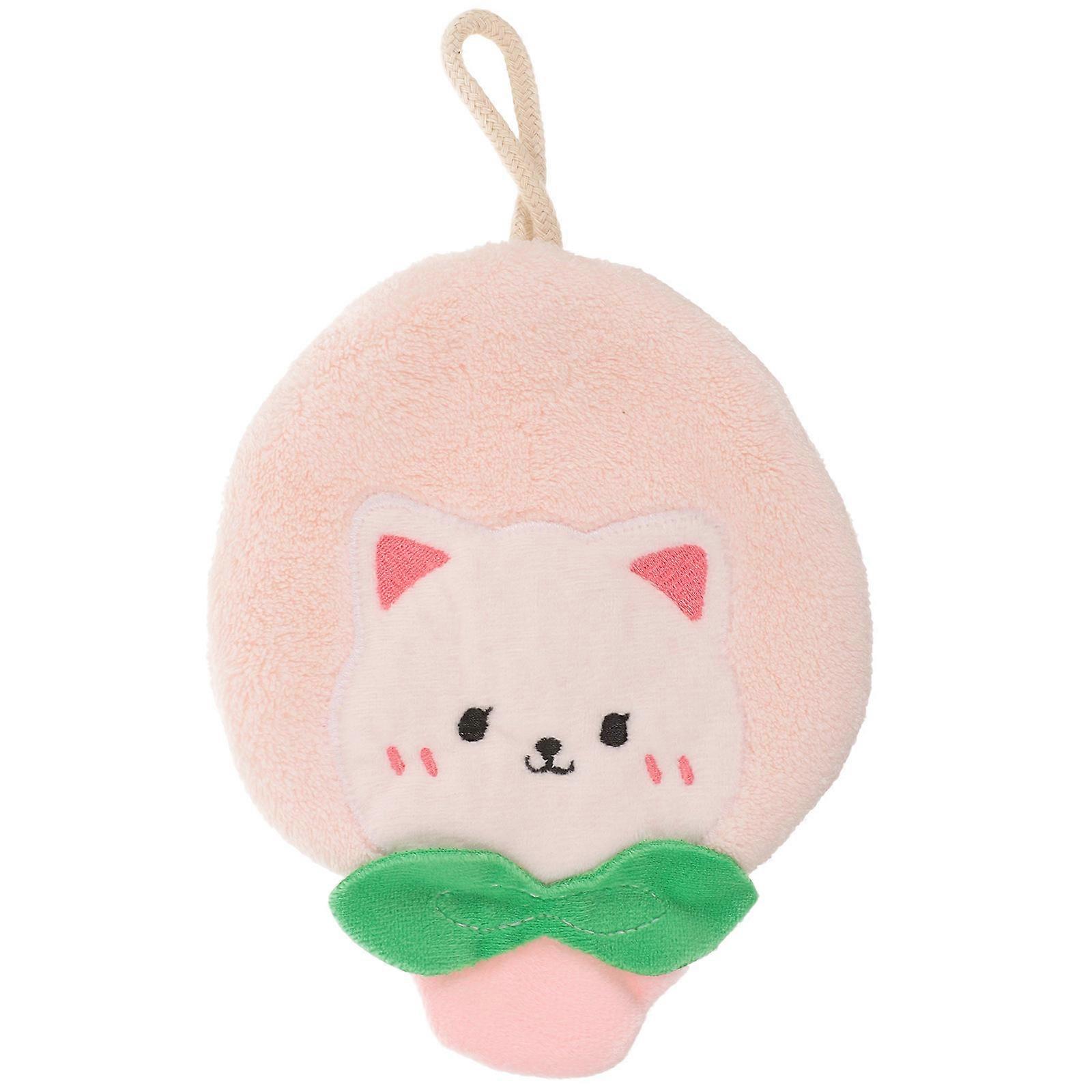 Hanging Hand Towel Cartoon Peach Children Household Users Water-absorbent Quick-drying 1Pack