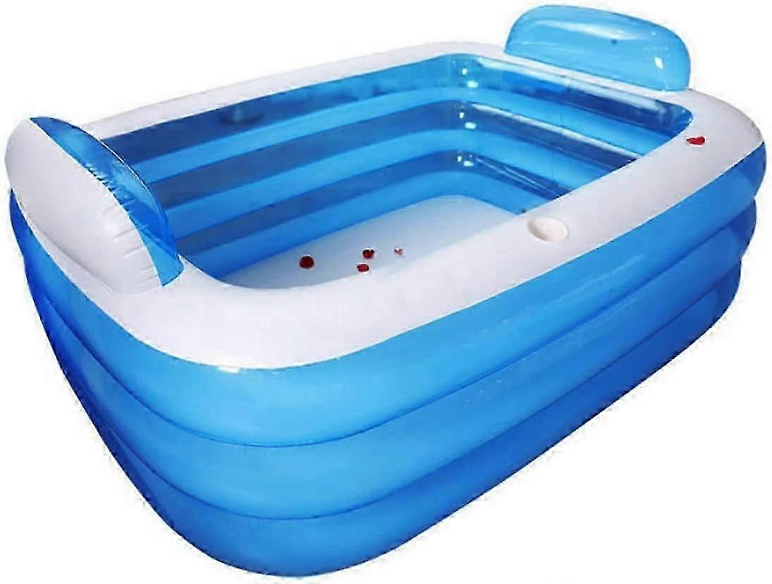 مسبح PVC قابل للنفخ للأطفال والكبار ، مسبح تجديف خارجي للحديقة (أزرق ، 150 × 105 × 5 سم)
