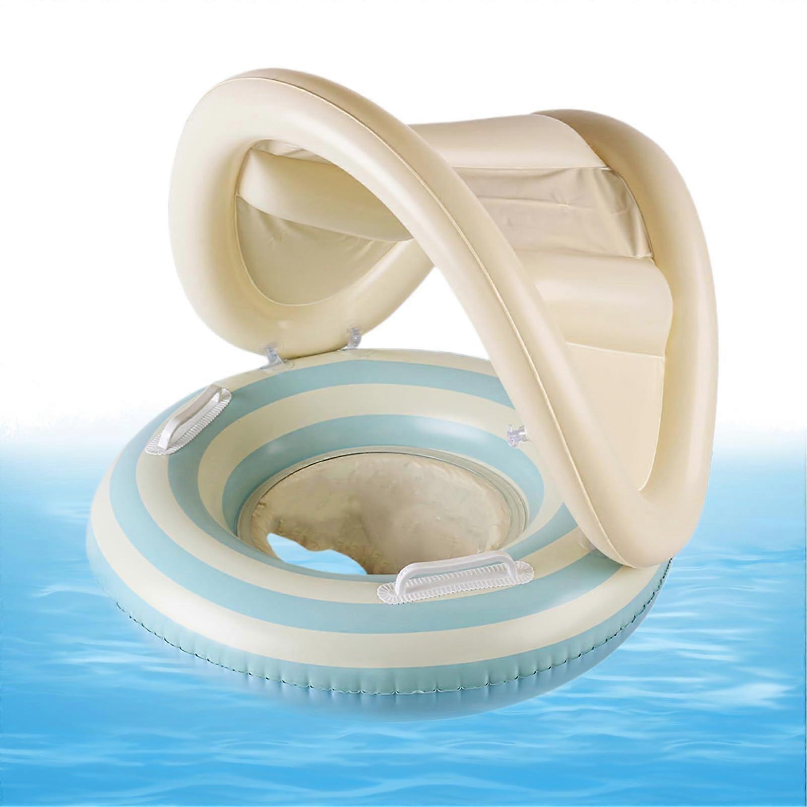 Baby Float, Safety Seat Trainer, Adjustable Floating Device, Builtin Sunshade, Comfortable Water Support for Kids, Blue