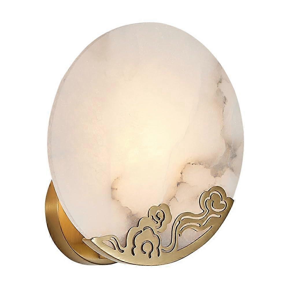Modern Round Marble Wall Light for Hallway, Medieval Wall Light Made of Brass and Stone