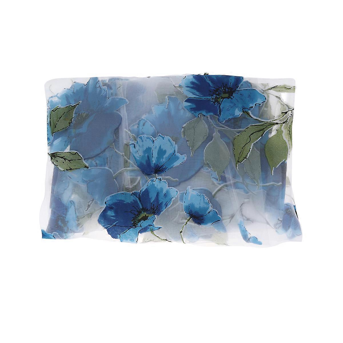 Flower Sheer Curtains Light Filtering Privacy Protection 200x100cm Blue 1Pack