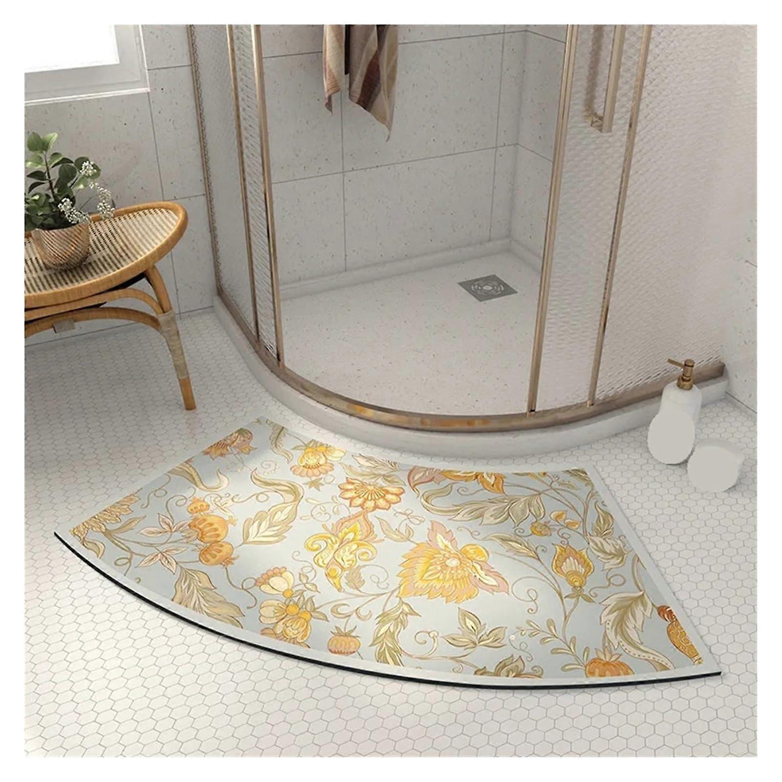 Bath Mat, FanShaped, QuickDrying, NonSlip, Diatomaceous, 40x100cm