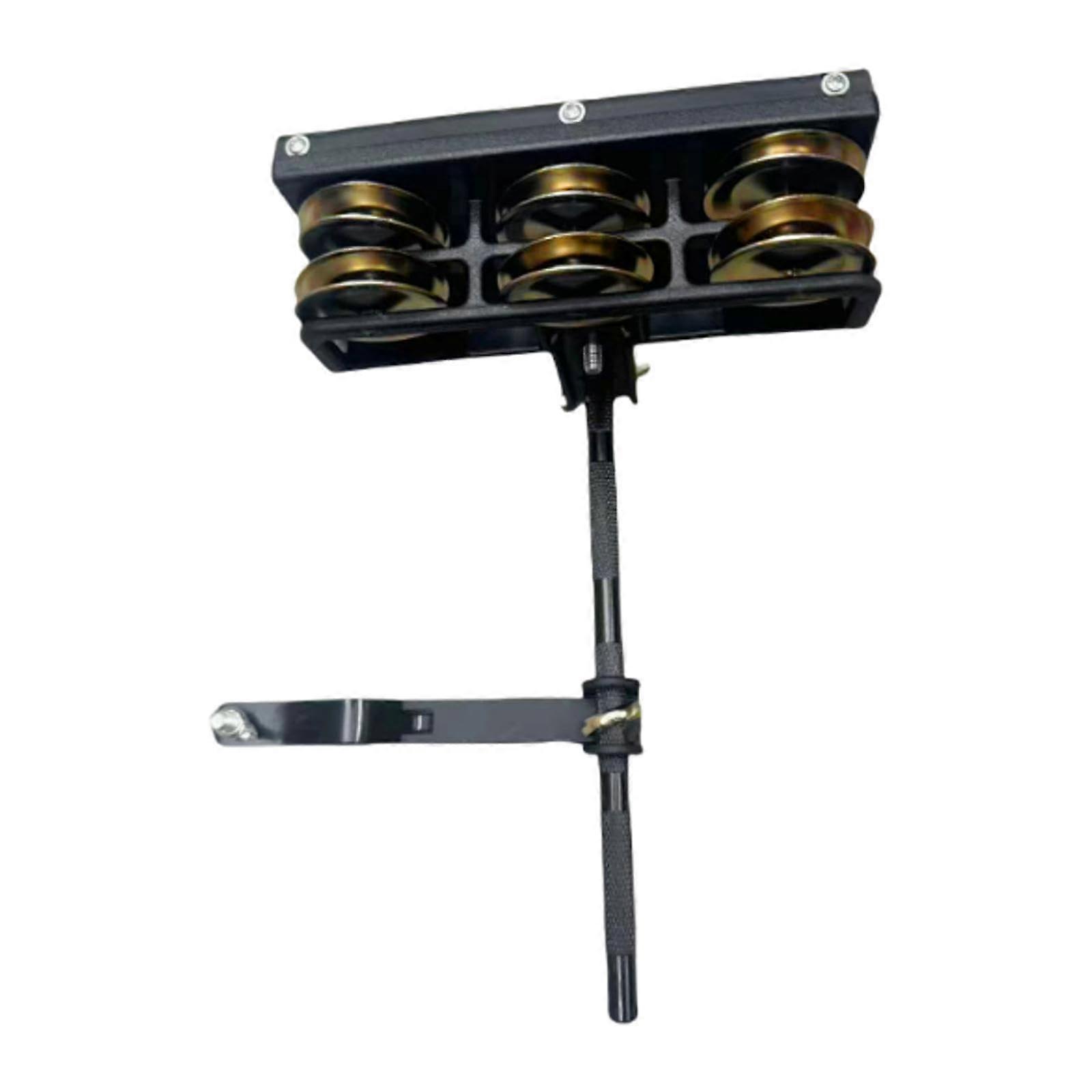 Double Row Tambourine with Fixing Rod and Clip, Easy to Install Drum Parts, Handshake Instrument for Guitarist and Composer, Golden Bell Plate