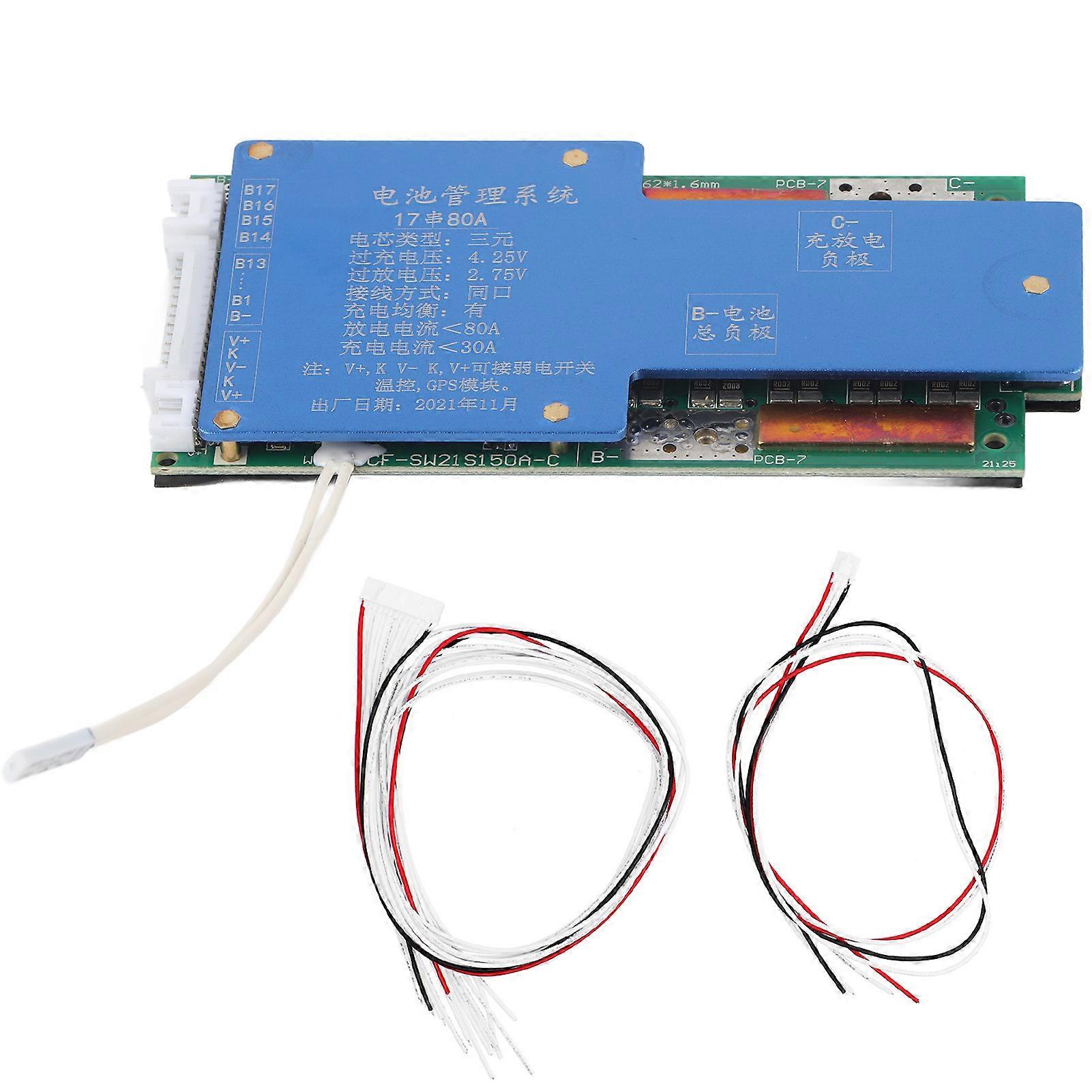 17S 72V 80A Lithium Battery Protection Board BMS Protection Module for Industrial Circuit