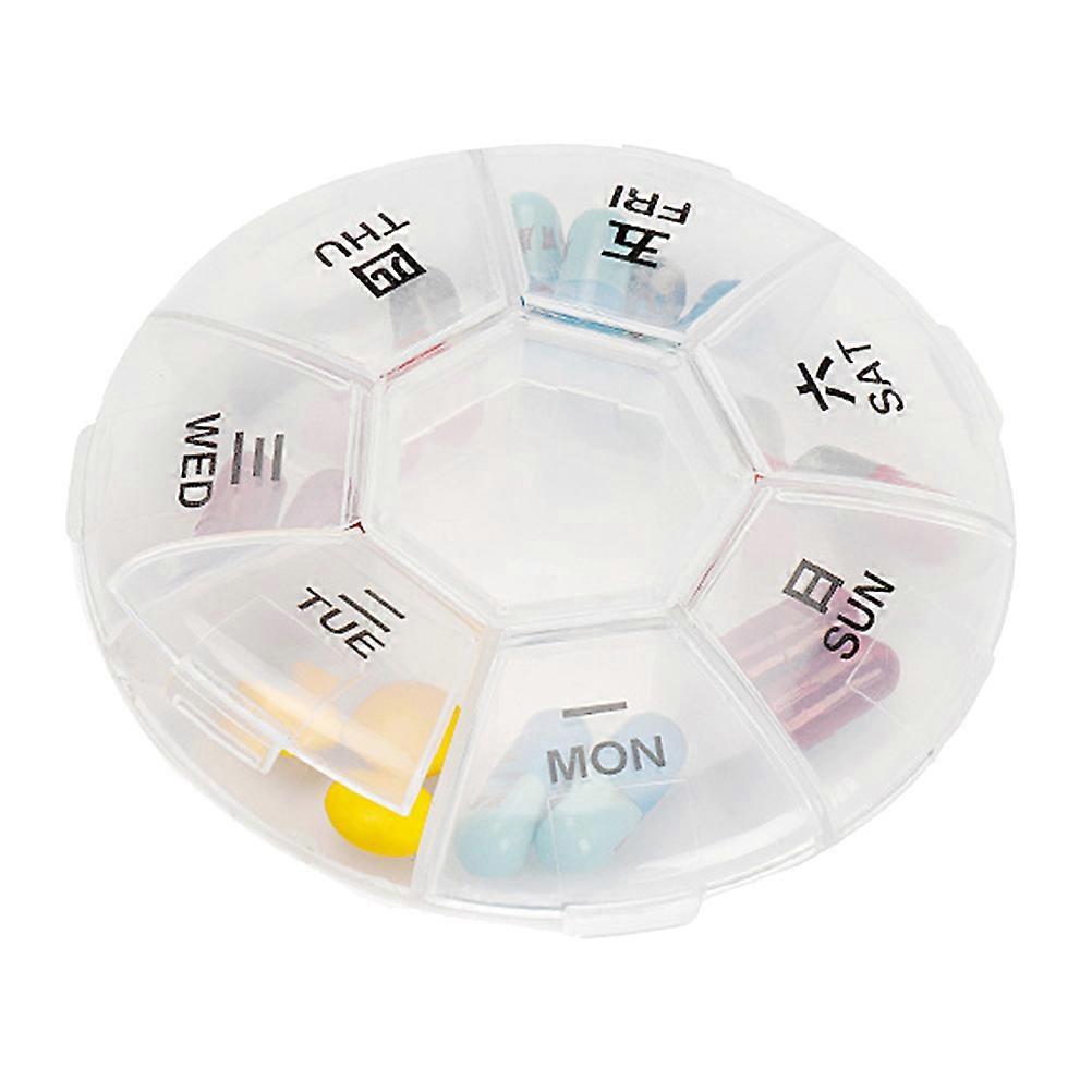 Portable Medicine Dispenser with 7 Removable Compartments for Pill Storage PP Material Transparent Color Small Size