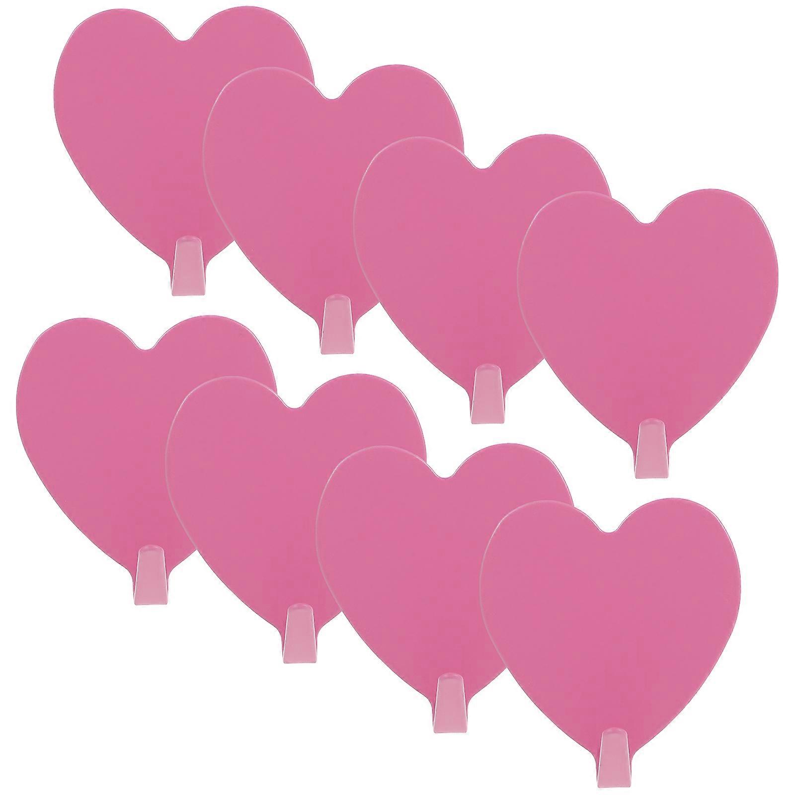 Pink Heart Wall Hooks Traceless Hanger Bathroom Kitchen Modern Design 12Pcs