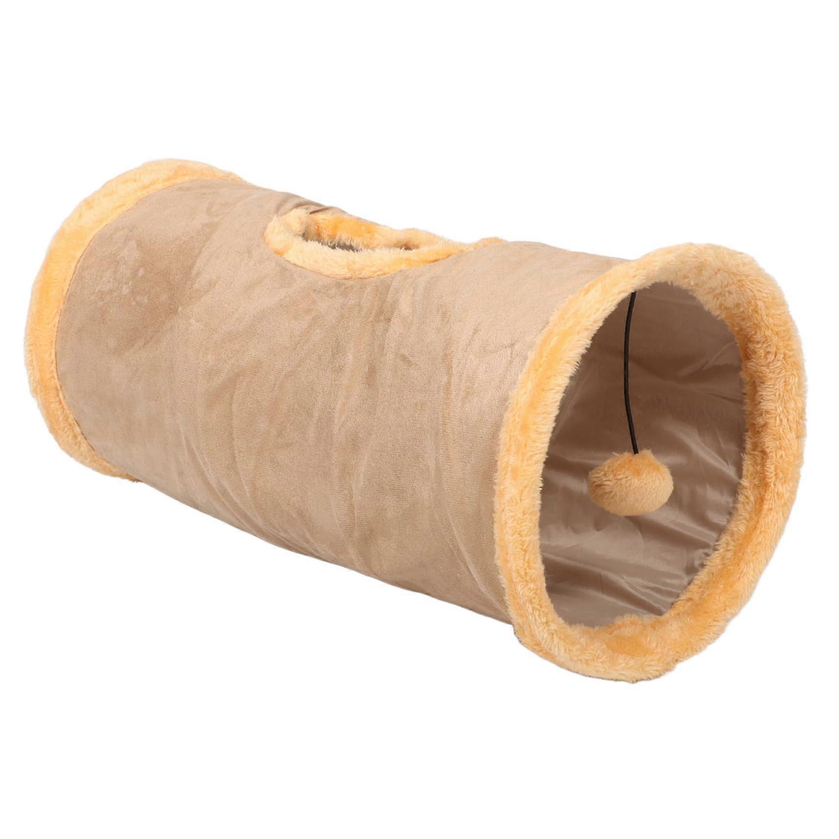 Cat Tunnel Cat Toy PeepLook Cat Play Tunnel for Home Cats for Cats House Cats for Kittens Catnip Kitten Tunnel Toy Khaki Velvet