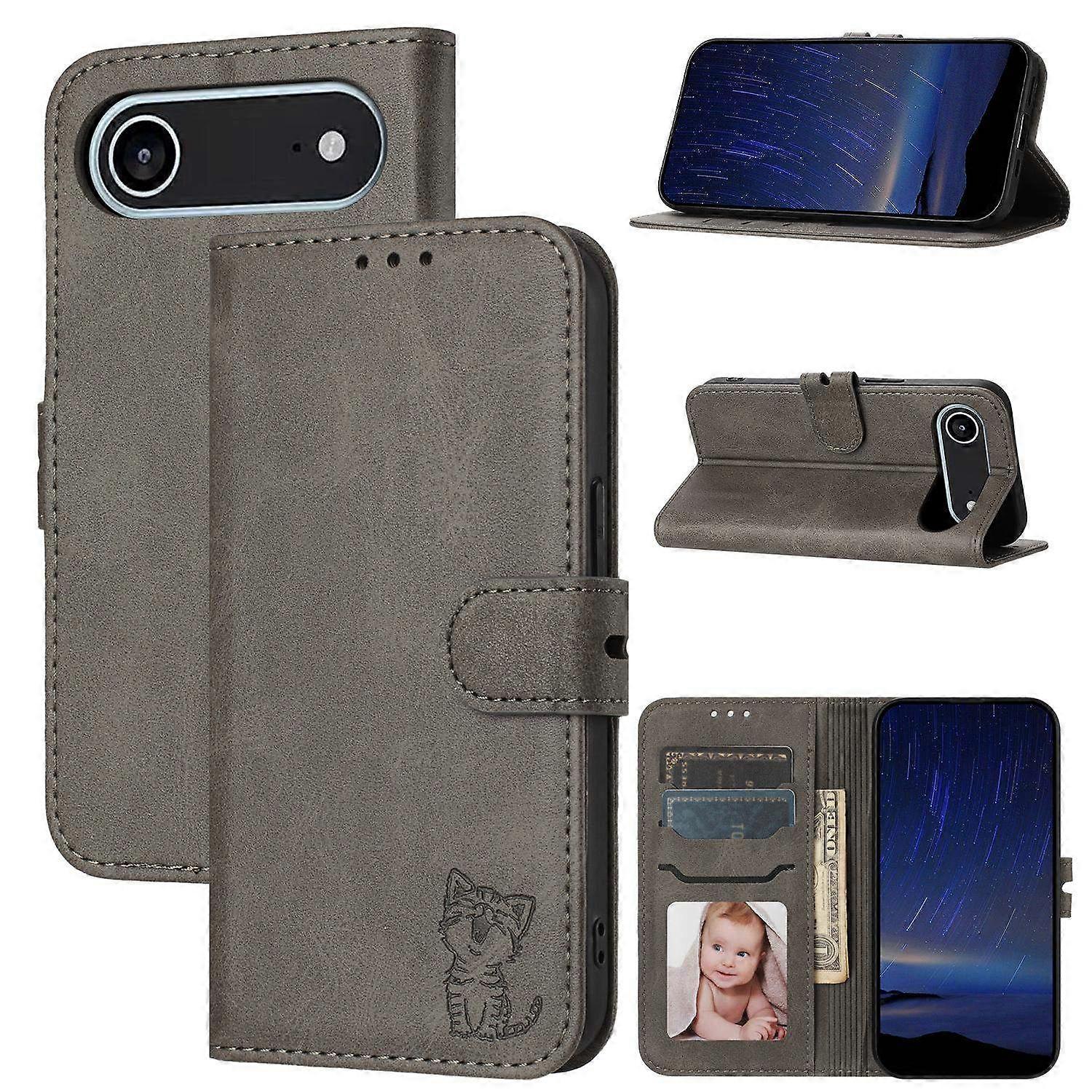 Happy Cat Leather Phone Case For iPhone 17 Air