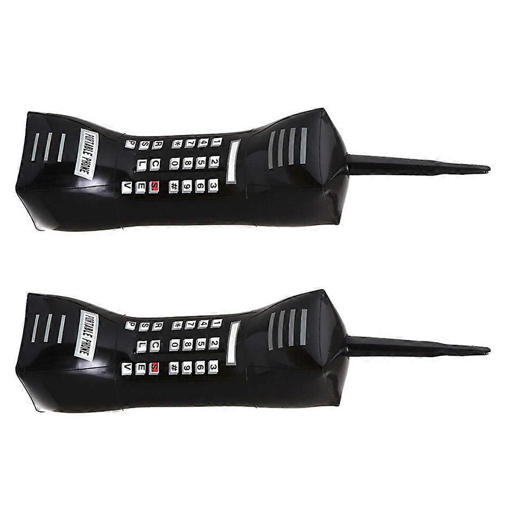 2pcs Inflatable Retro Black Phone Props for Role Play, Party Decor, and Stage Photography