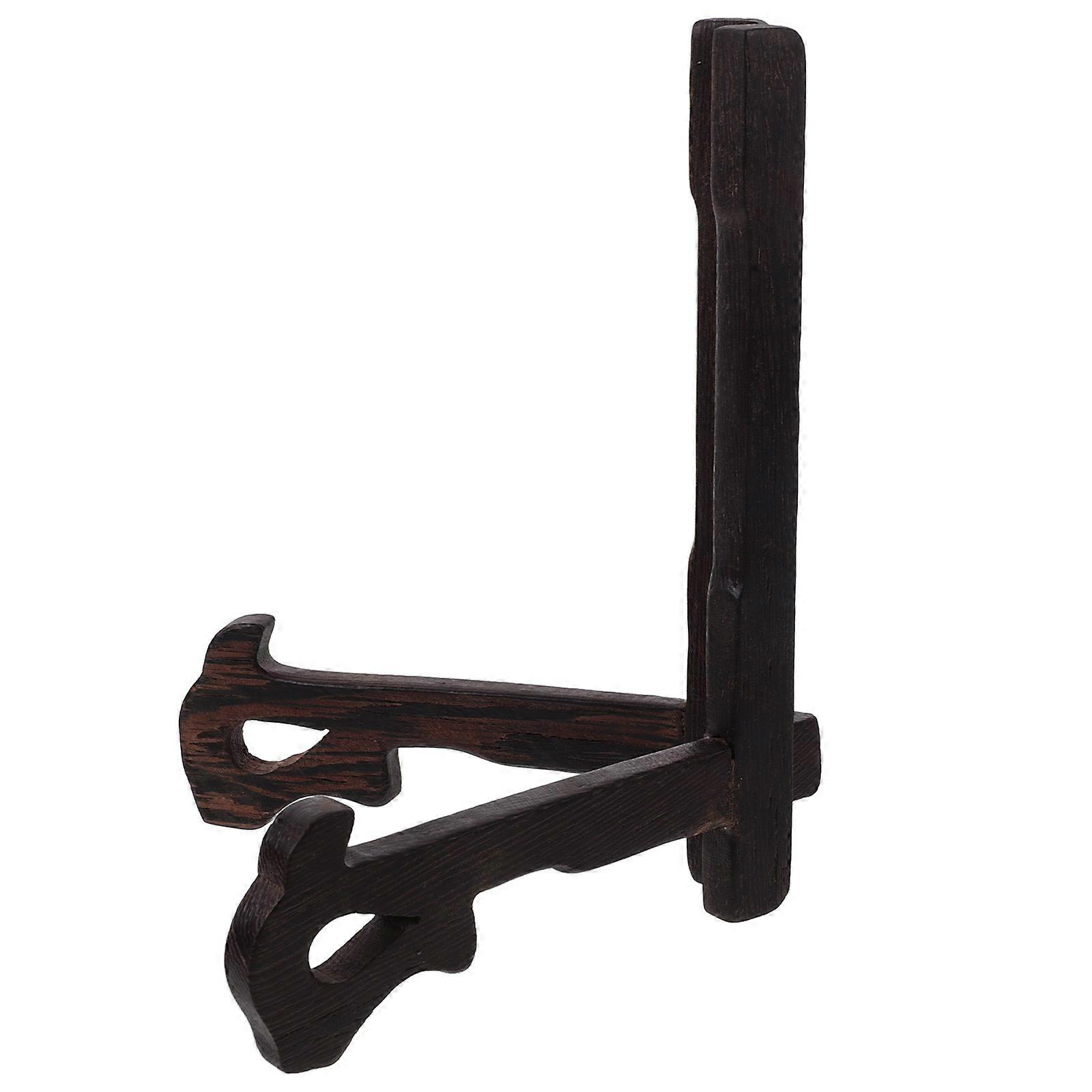 Brown Wooden Plate Display Stand for Home and Store Use with Sturdy Construction 6inch
