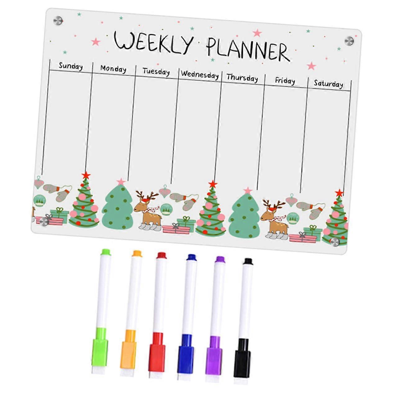 Magnetic Refrigerator Memo Board - Reusable Dry Erase Acrylic Planner for Daily Schedules and Organizing