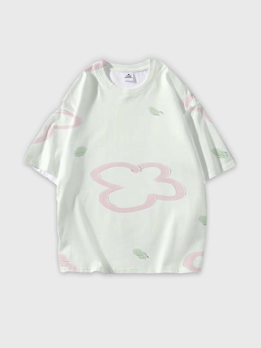 T-shirt round neck Pattern loose short sleeve B938