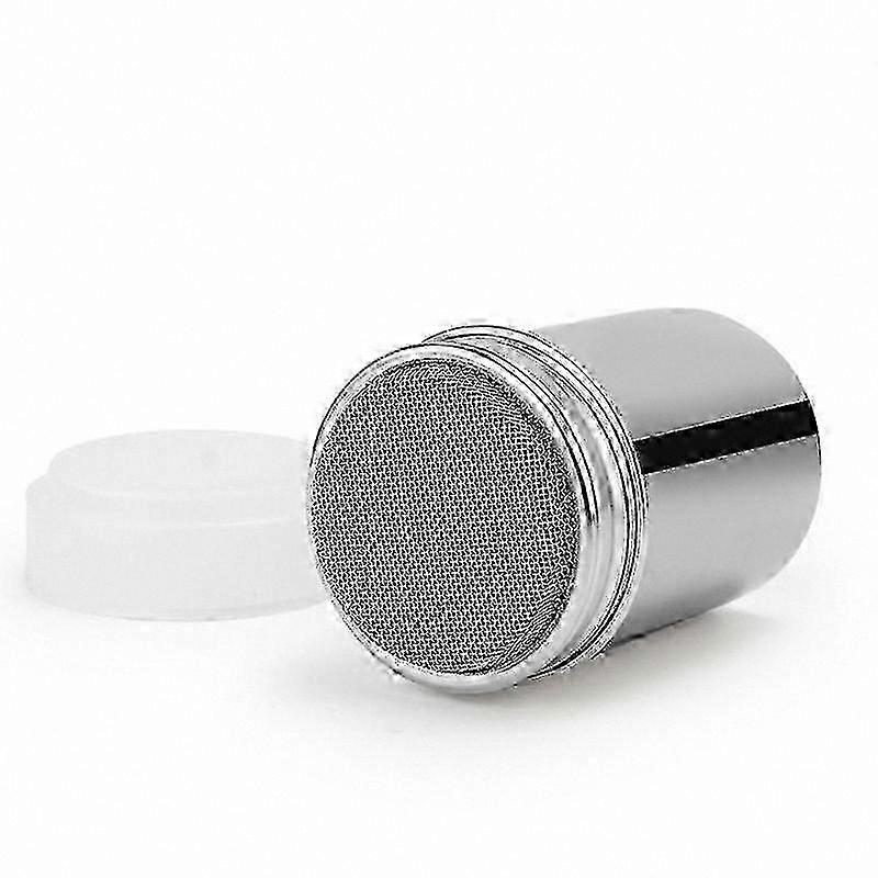 Stainless Steel Spice Jars with Fine Mesh, Multipurpose Powder Shakers for Cocoa, Cinnamon, 2-Pack Silver