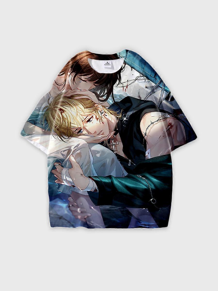 T-shirt round neck Role Pattern loose short sleeve E659