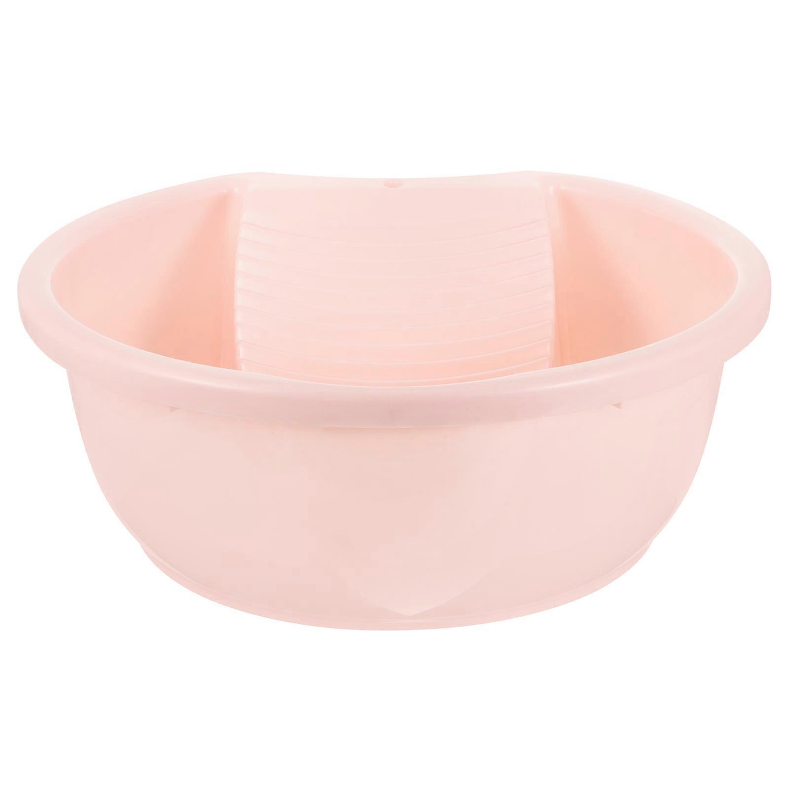 Lightweight Compact Washboard Basin for Hand Washing Clothes – Durable Mini Laundry Board for Socks, Towels & More, Soft Pink