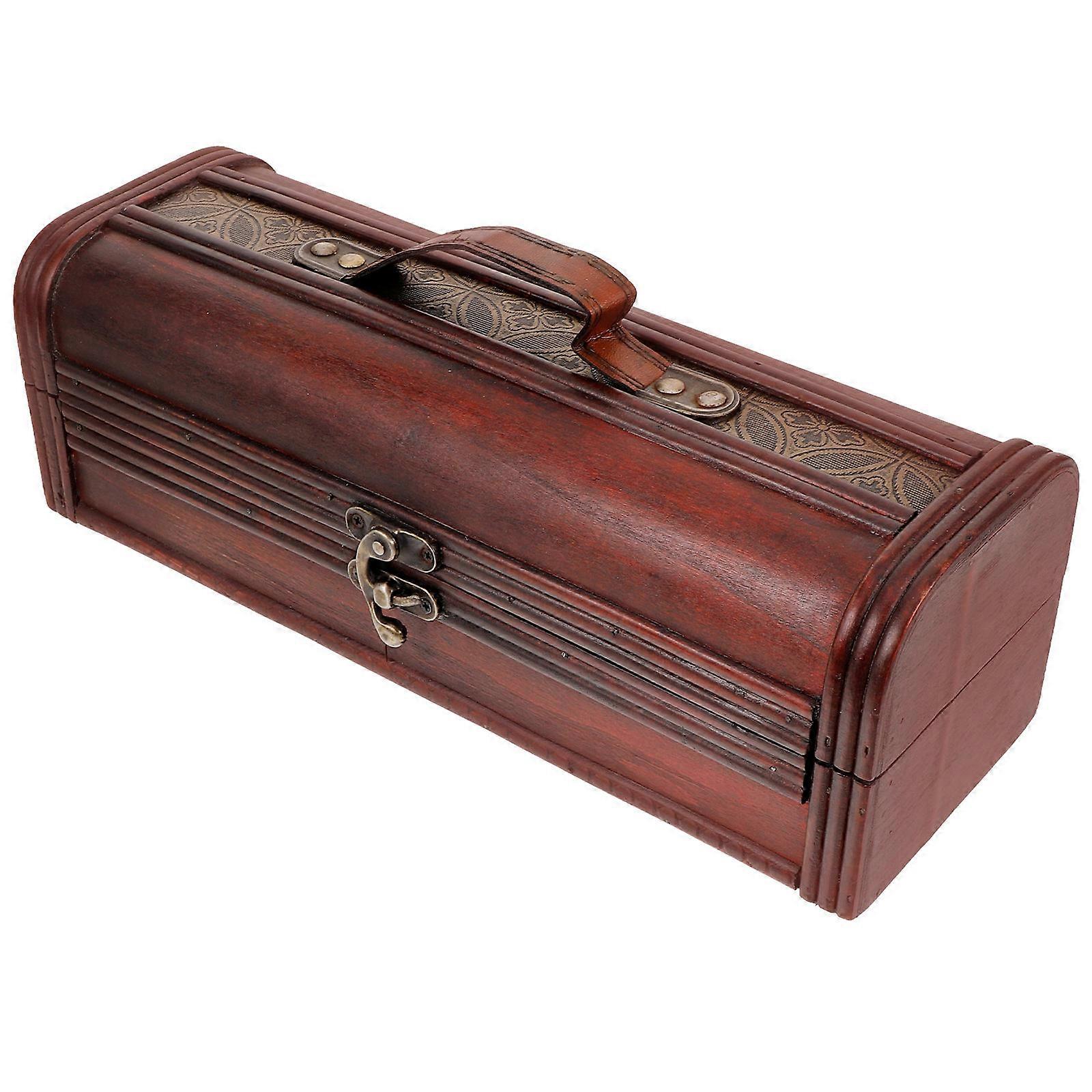Brown Wooden Box with and Iron for Storage Ideal for Gifts 14.5 x 4.3 x 3.5 Inches
