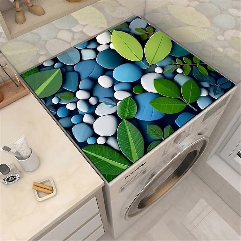 Nonslip washing machine mat, absorbent, quickdrying, 3D blue pebbles 50x60cm